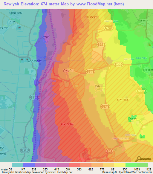 Rawiyah,Syria Elevation Map