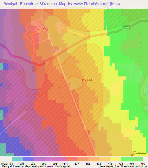 Rawiyah,Syria Elevation Map