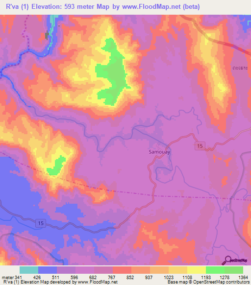 R'va (1),Laos Elevation Map