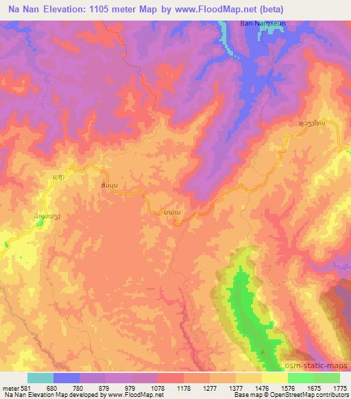 Na Nan,Laos Elevation Map