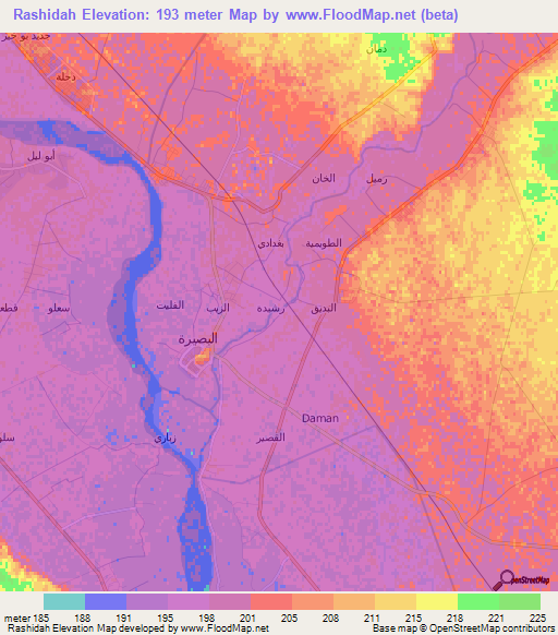 Rashidah,Syria Elevation Map