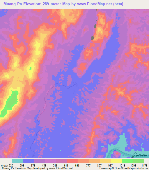 Muang Pa,Laos Elevation Map