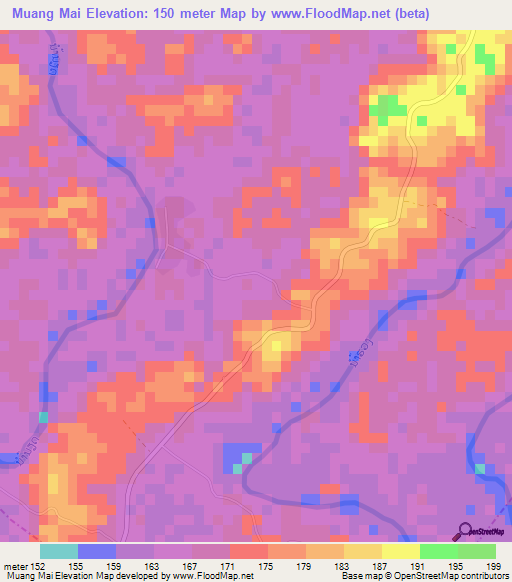 Muang Mai,Laos Elevation Map
