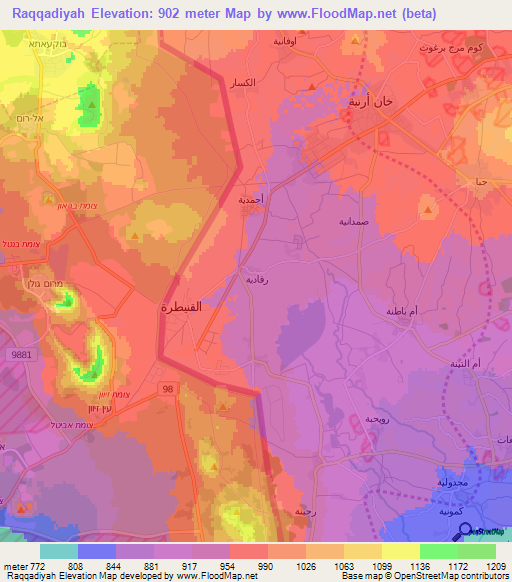 Raqqadiyah,Syria Elevation Map