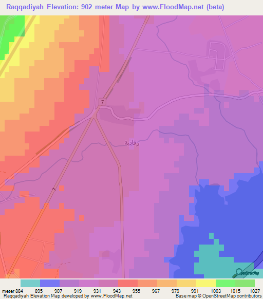 Raqqadiyah,Syria Elevation Map