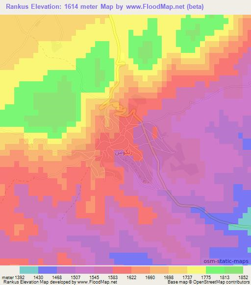 Rankus,Syria Elevation Map