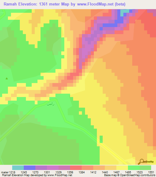 Ramah,Syria Elevation Map