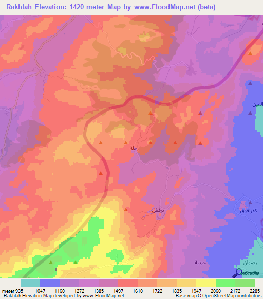 Rakhlah,Syria Elevation Map
