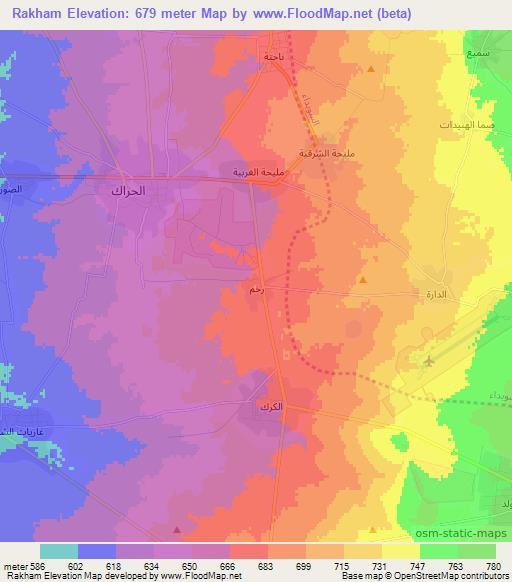 Rakham,Syria Elevation Map