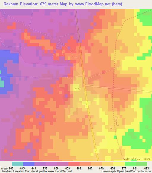Rakham,Syria Elevation Map