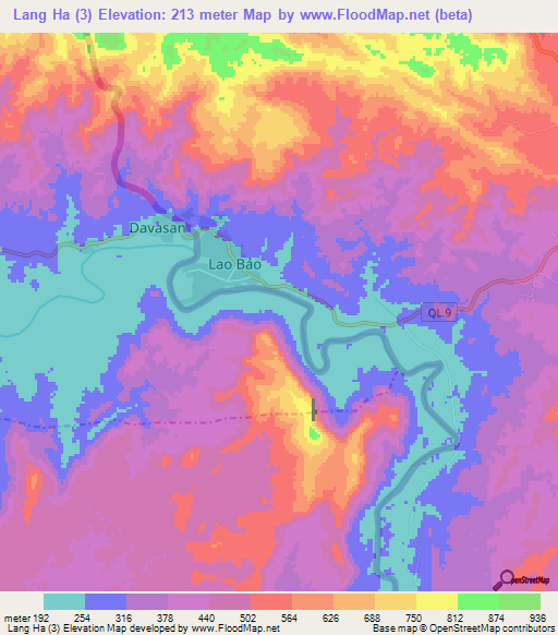 Lang Ha (3),Laos Elevation Map