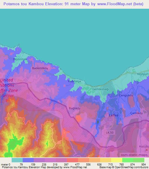Potamos tou Kambou,Cyprus Elevation Map