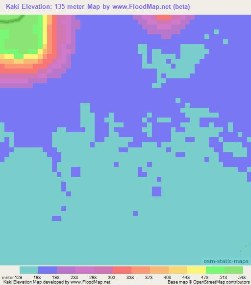 Kaki,Laos Elevation Map