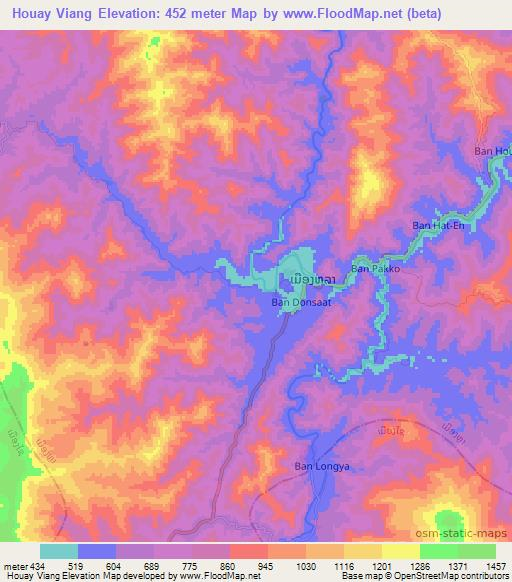 Houay Viang,Laos Elevation Map