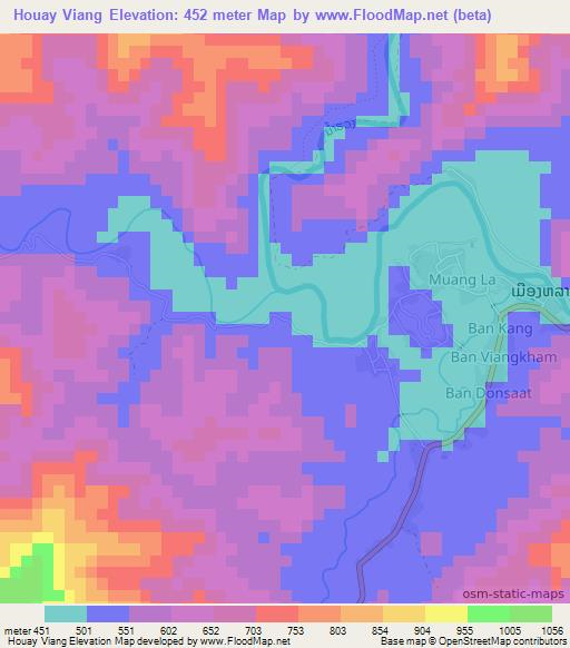 Houay Viang,Laos Elevation Map