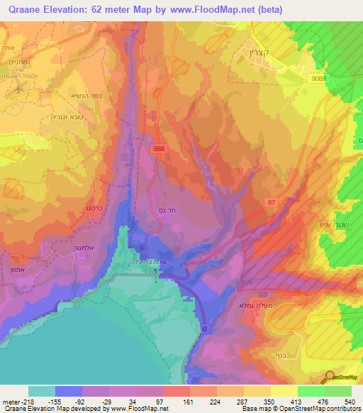 Qraane,Syria Elevation Map
