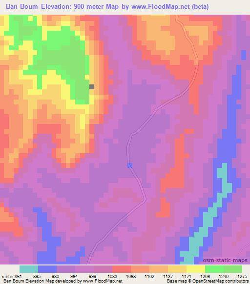 Ban Boum,Laos Elevation Map