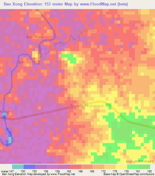 Ban Xong,Laos Elevation Map