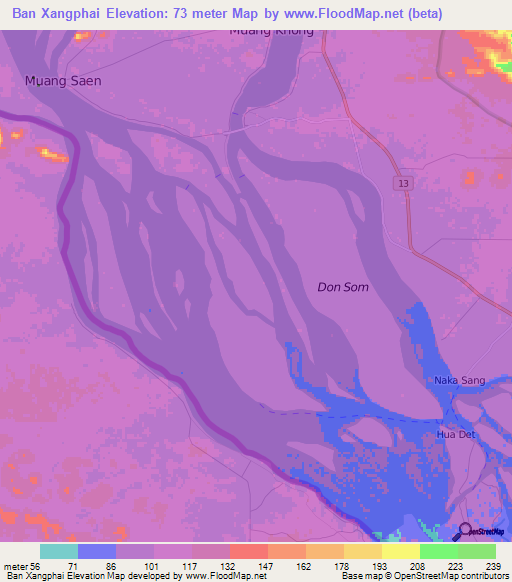 Ban Xangphai,Laos Elevation Map