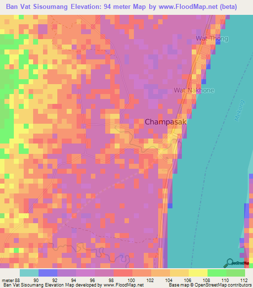 Ban Vat Sisoumang,Laos Elevation Map