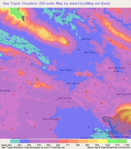 Ban Topen,Laos Elevation Map