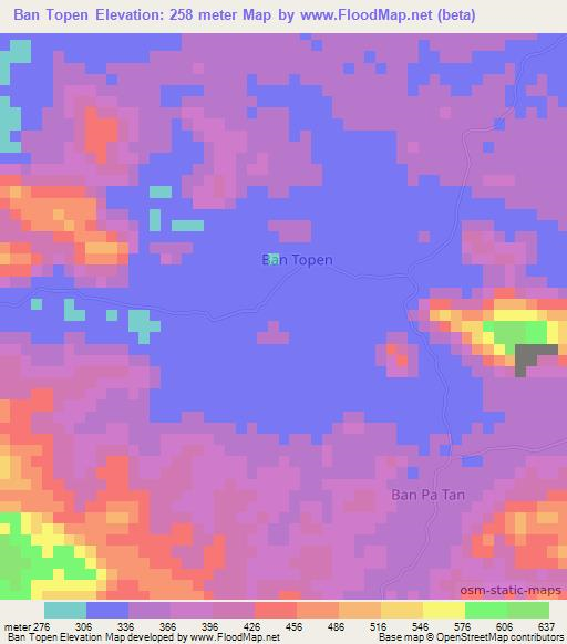 Ban Topen,Laos Elevation Map