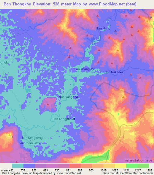 Ban Thongkhe,Laos Elevation Map