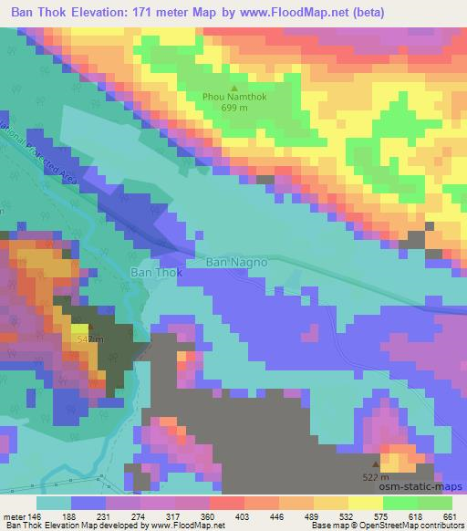 Ban Thok,Laos Elevation Map