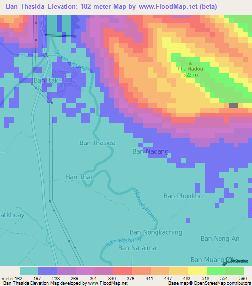 Ban Thasida,Laos Elevation Map