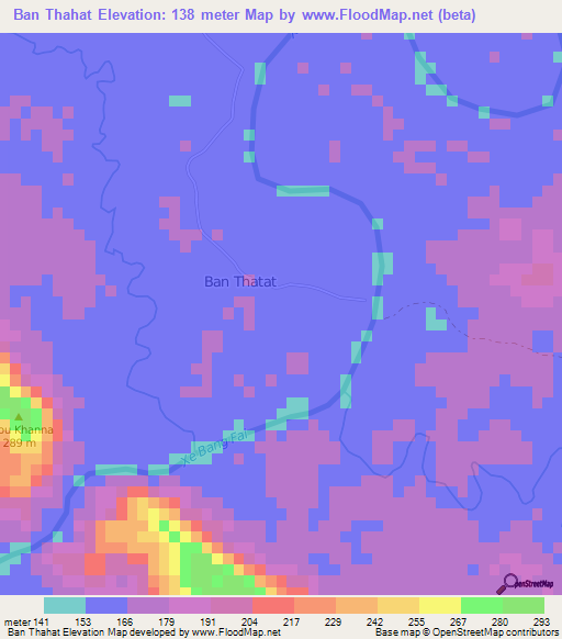 Ban Thahat,Laos Elevation Map