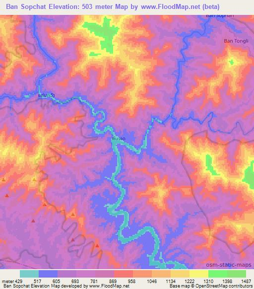 Ban Sopchat,Laos Elevation Map