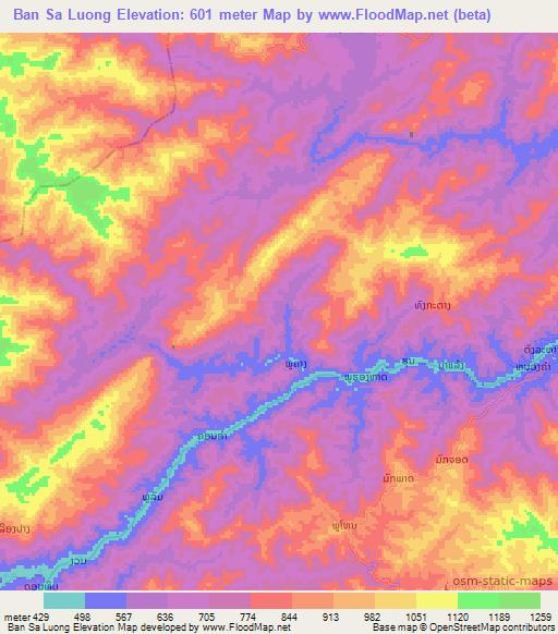 Ban Sa Luong,Laos Elevation Map