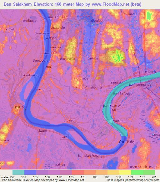 Ban Salakham,Laos Elevation Map