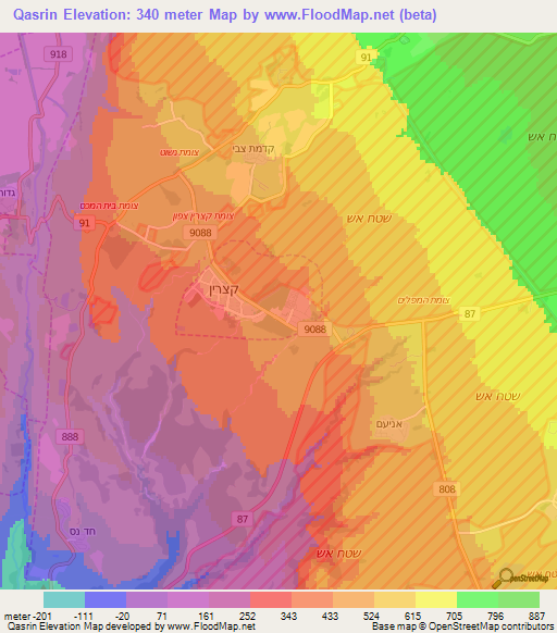Qasrin,Syria Elevation Map
