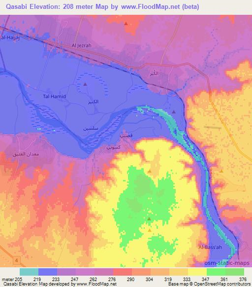 Qasabi,Syria Elevation Map