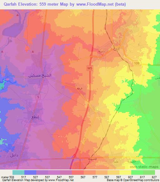 Qarfah,Syria Elevation Map