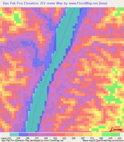 Ban Pak Pou,Laos Elevation Map