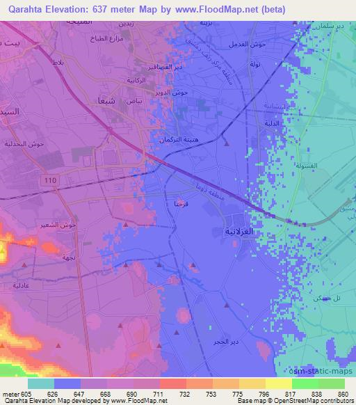 Qarahta,Syria Elevation Map