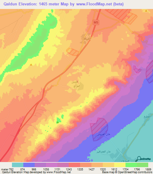 Qaldun,Syria Elevation Map
