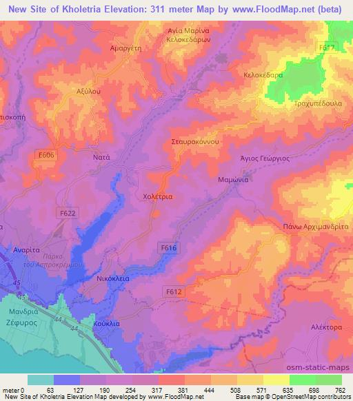 New Site of Kholetria,Cyprus Elevation Map
