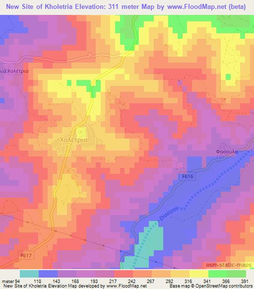 New Site of Kholetria,Cyprus Elevation Map