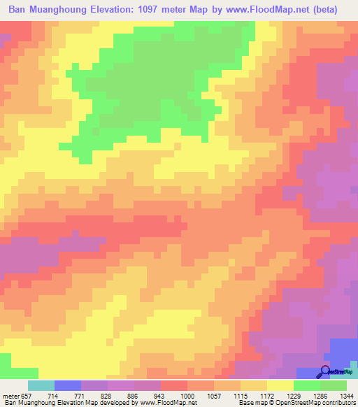 Ban Muanghoung,Laos Elevation Map