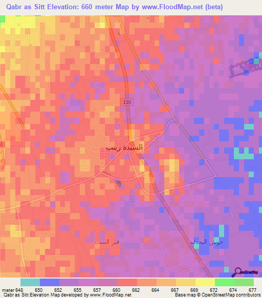 Qabr as Sitt,Syria Elevation Map