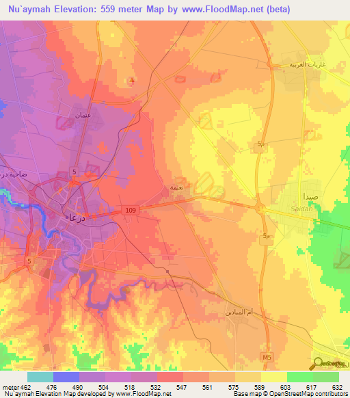 Nu`aymah,Syria Elevation Map