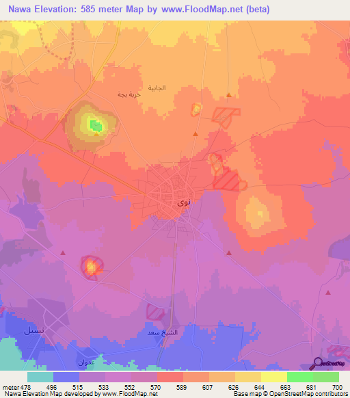 Nawa,Syria Elevation Map