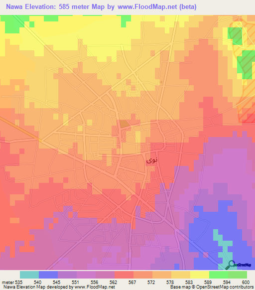 Nawa,Syria Elevation Map