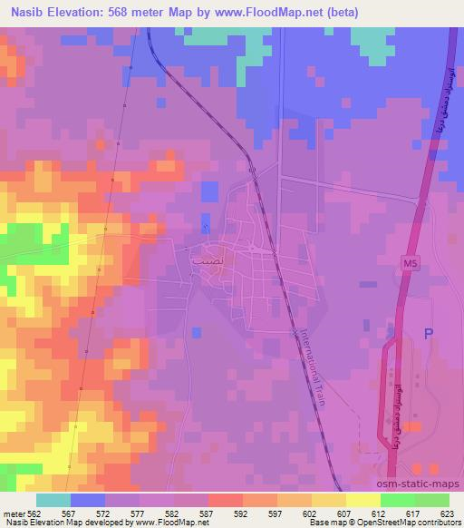 Nasib,Syria Elevation Map
