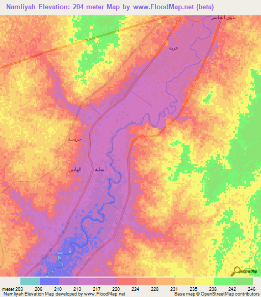 Namliyah,Syria Elevation Map