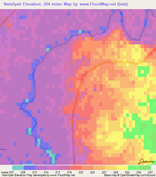 Namliyah,Syria Elevation Map