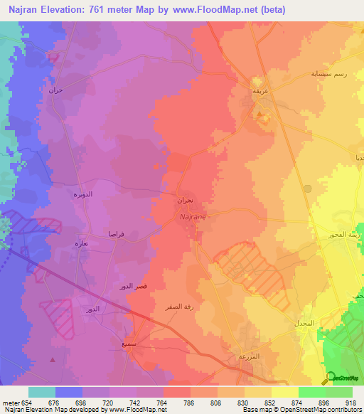 Najran,Syria Elevation Map